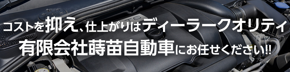 コストを抑え、仕上がりはディーラークオリティ。有限会社蒔苗自動車にお任せください!